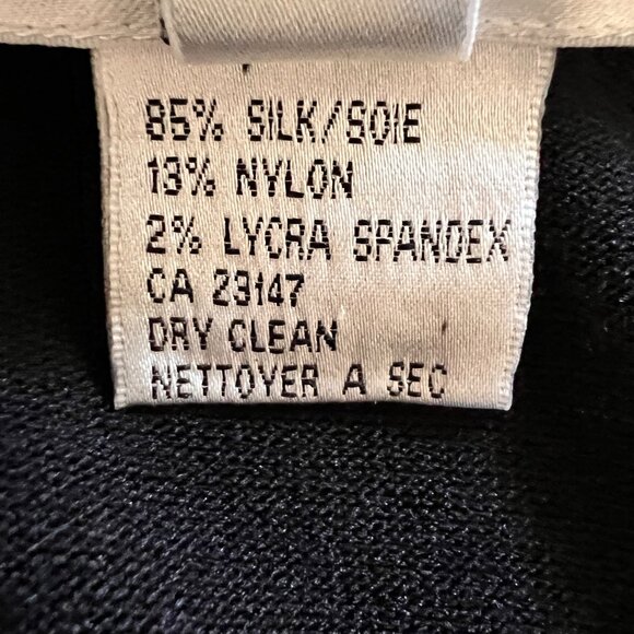 Talbots Silk Blend Luxury Flower Petals Rhinestones Black Blouse Sweater Top L - Picture 7 of 7